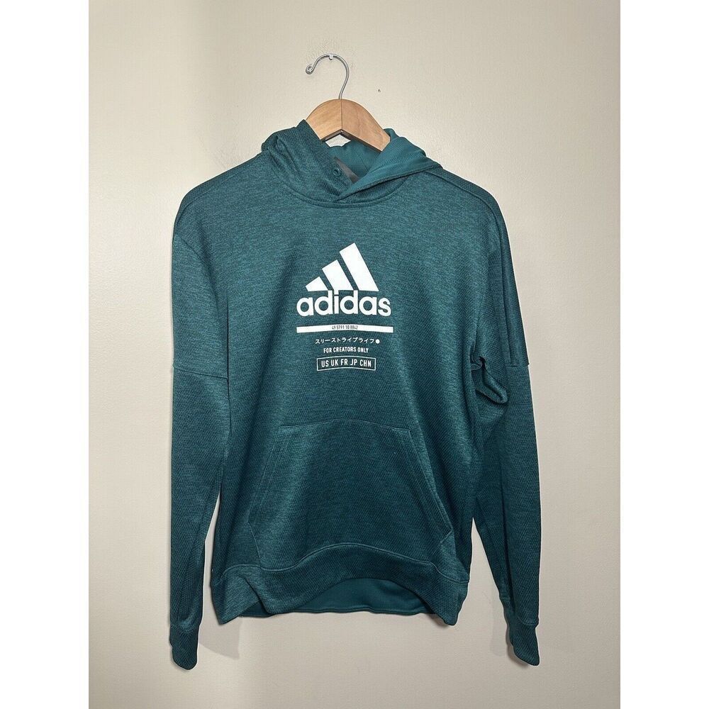 Adidas For Creators Only Hoodie Mens Small Pullover Dark Green No Drawstring - Picture 2 of 6